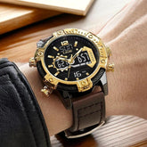 ZP-6610: Reloj deportivo sencillo - Elegancia en dorado y negro
