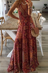 Maxi-Slipkleid mit Boho-Print