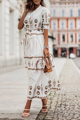 Maxikleid mit Print und Knopfleiste
