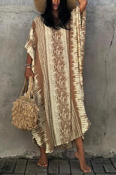 Maxikleid mit Fledermaus-Überzug und Schlangenmuster