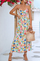 Vestido midi con tirantes y estampado floral