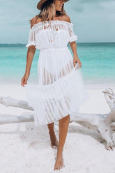 Schulterfreies, durchsichtiges Maxikleid