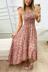Vestido maxi con lazo y estampado floral