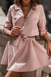 Minikleid mit Knopfleiste und Kordelzug