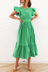 Rückenfreies Kleid mit Rüschen und Empire-Taille