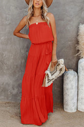 Trägerloses Maxikleid mit Gürtel