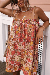 Minikleid mit Retro-Blumendruck