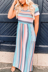 Maxikleid mit Streifen und Taschen