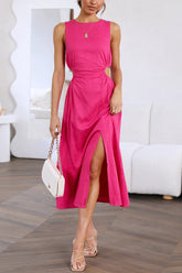 Ärmelloses Maxikleid mit Schlitz und Cut-Out-Taille