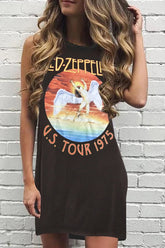 O-Ausschnitt, lässig, stilvoll, lockerer Druck, schwarzes Minikleid