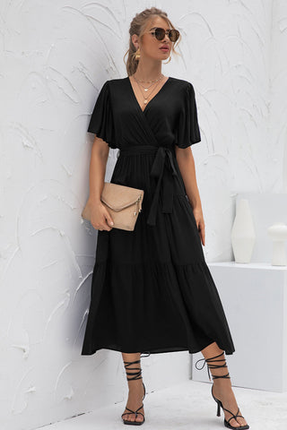 V-Neck Patchwork Long Dress