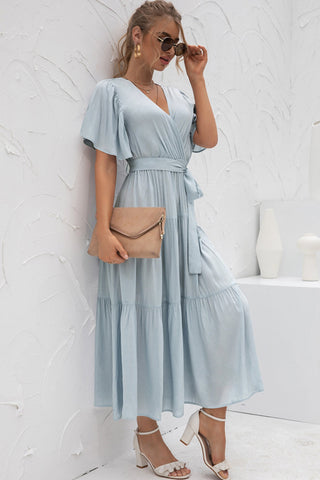 V-Neck Patchwork Long Dress