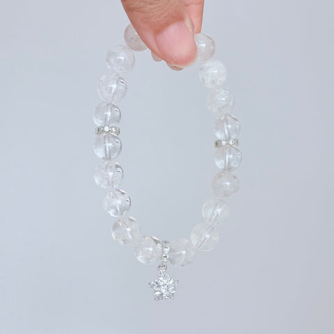 Clear Quartz Crystal Bracelet with Sparkling Star Charm