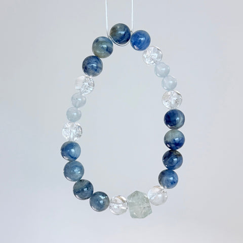 Kyanite, Aquamarine & Clear Quartz Bracelet