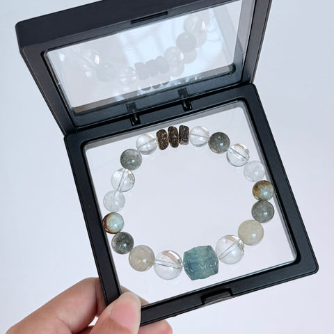 Aquamarine & Golden Rutilated Quartz Bracelet