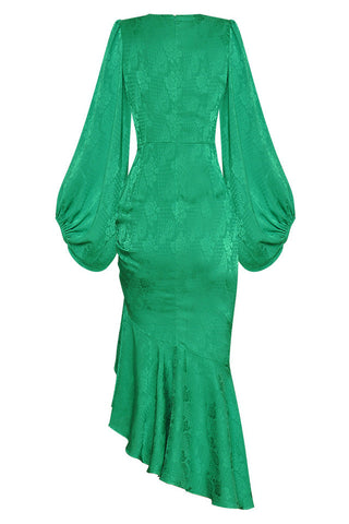 Round Collar Waist Irregular Fishtail Dress