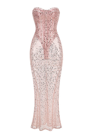 Strapless Sequin Corset Maxi Dress