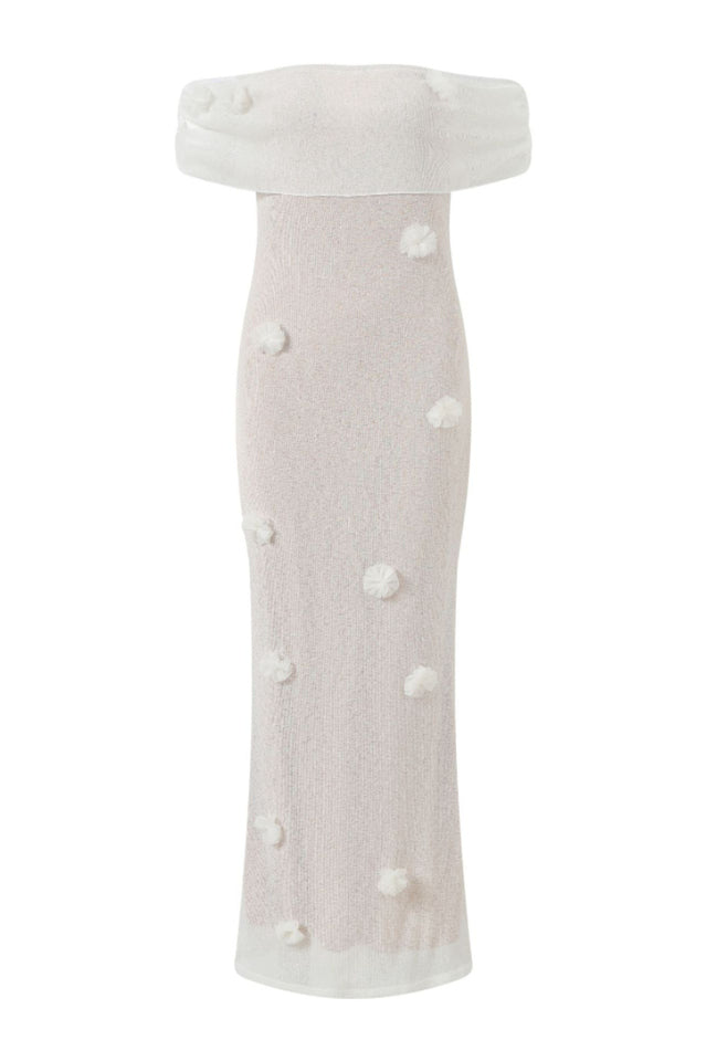 Brooke Off Shoulder Flower Knit Dress