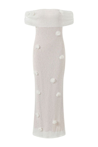 Brooke Off Shoulder Flower Knit Dress