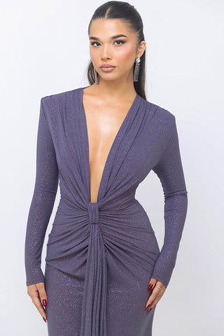 Deep V Neck Long Dress