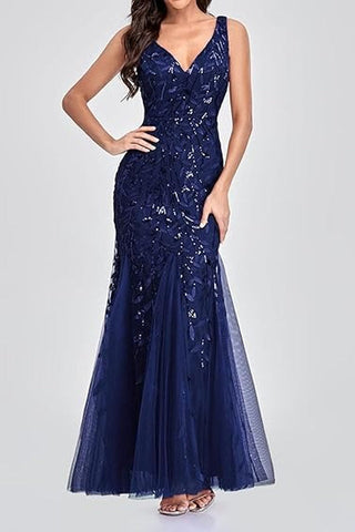 Embroidered Sequins Mermaid Prom Dress