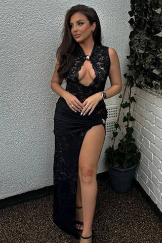 Lace Keyhole Maxi Dress