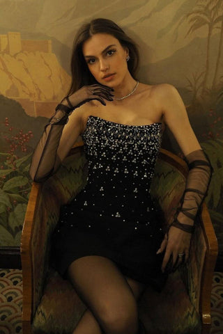 Strapless Crystal A Line Dress