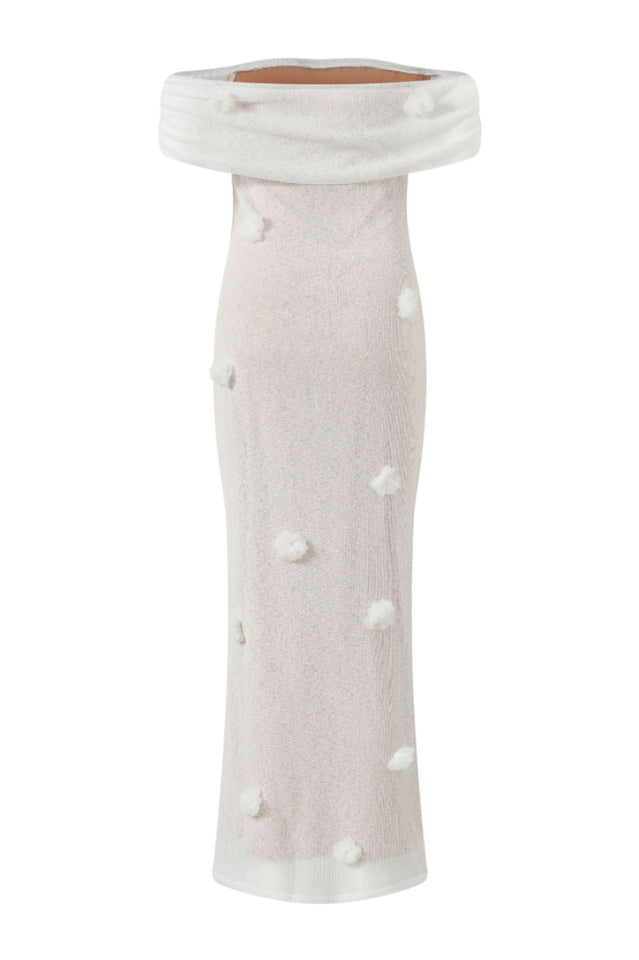 Brooke Off Shoulder Flower Knit Dress
