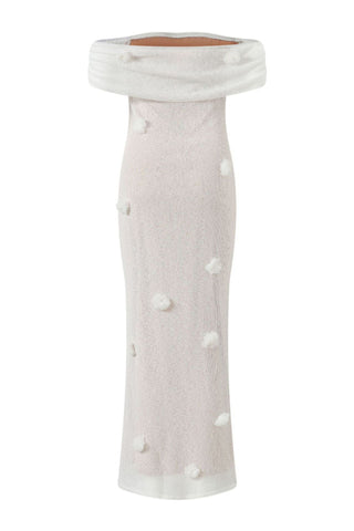 Brooke Off Shoulder Flower Knit Dress