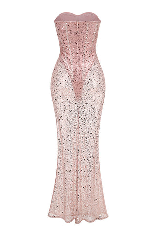 Strapless Sequin Corset Maxi Dress
