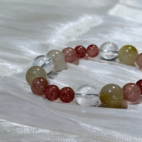 Strawberry Quartz & Golden Rutilated Quartz Bracelet