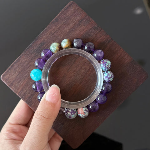 Amethyst & Turquoise Mixed Gemstone Bracelet