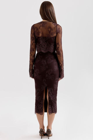 Larra Lace Tie Neck Midi Dress