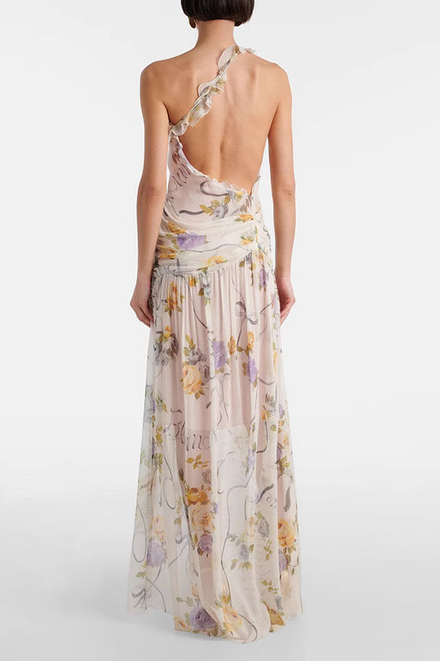 One Shoulder Silk Creponne Dress
