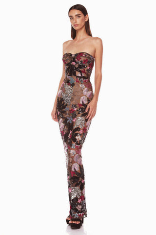 Dahlia Leona Embroidered Strapless Maxi Dress