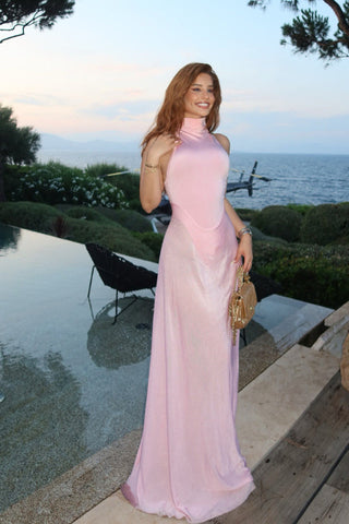Halter Sheer Flared Dress