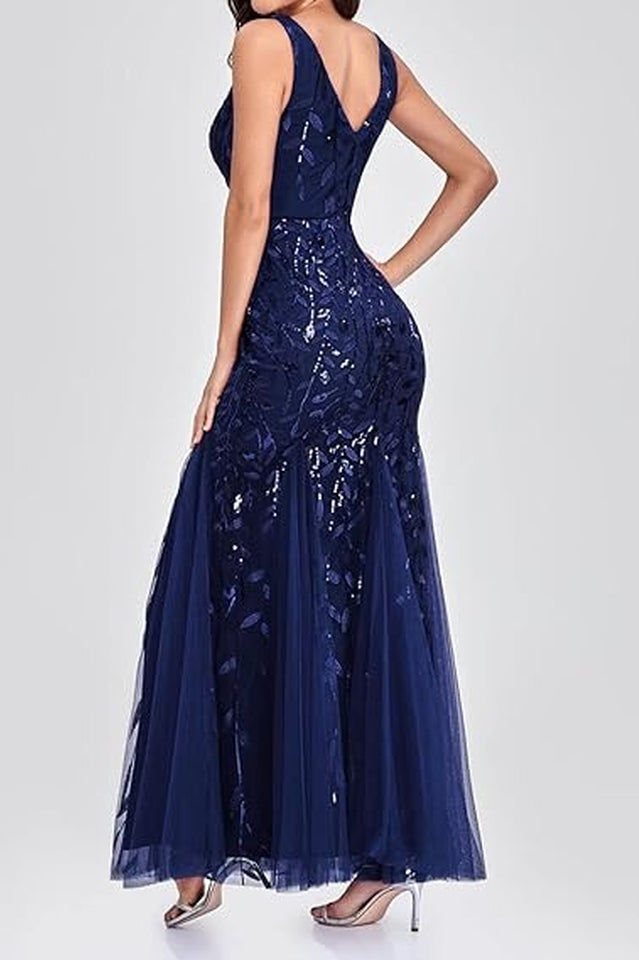 Embroidered Sequins Mermaid Prom Dress
