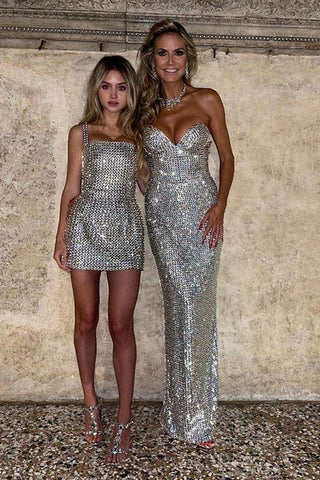 Shiny Stone Embellished Short Dress