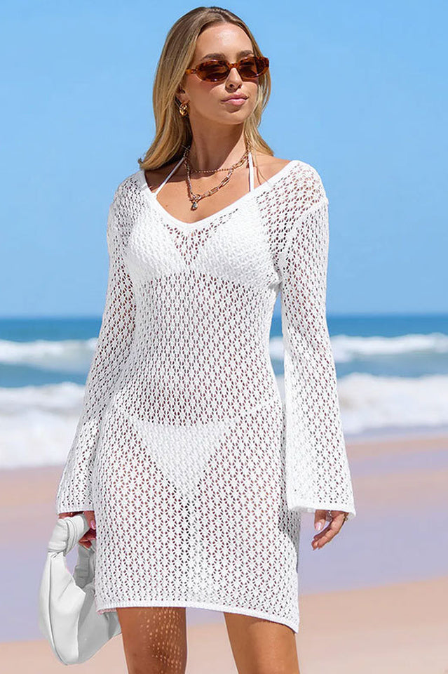 Malibu Bliss White Cover-Up Mini Dress