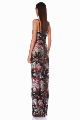 Floral Sequin Embroidered Maxi Dress