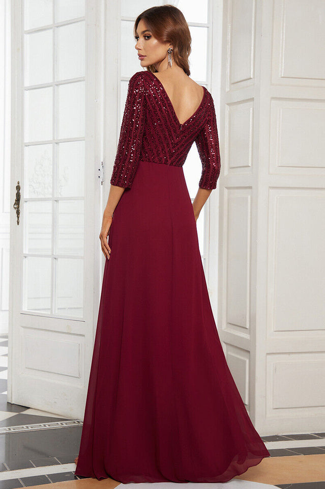 Sequined Chiffon Evening Dress