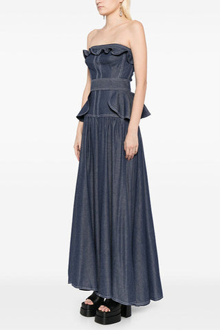 Denim Jumpsuit With Waistband