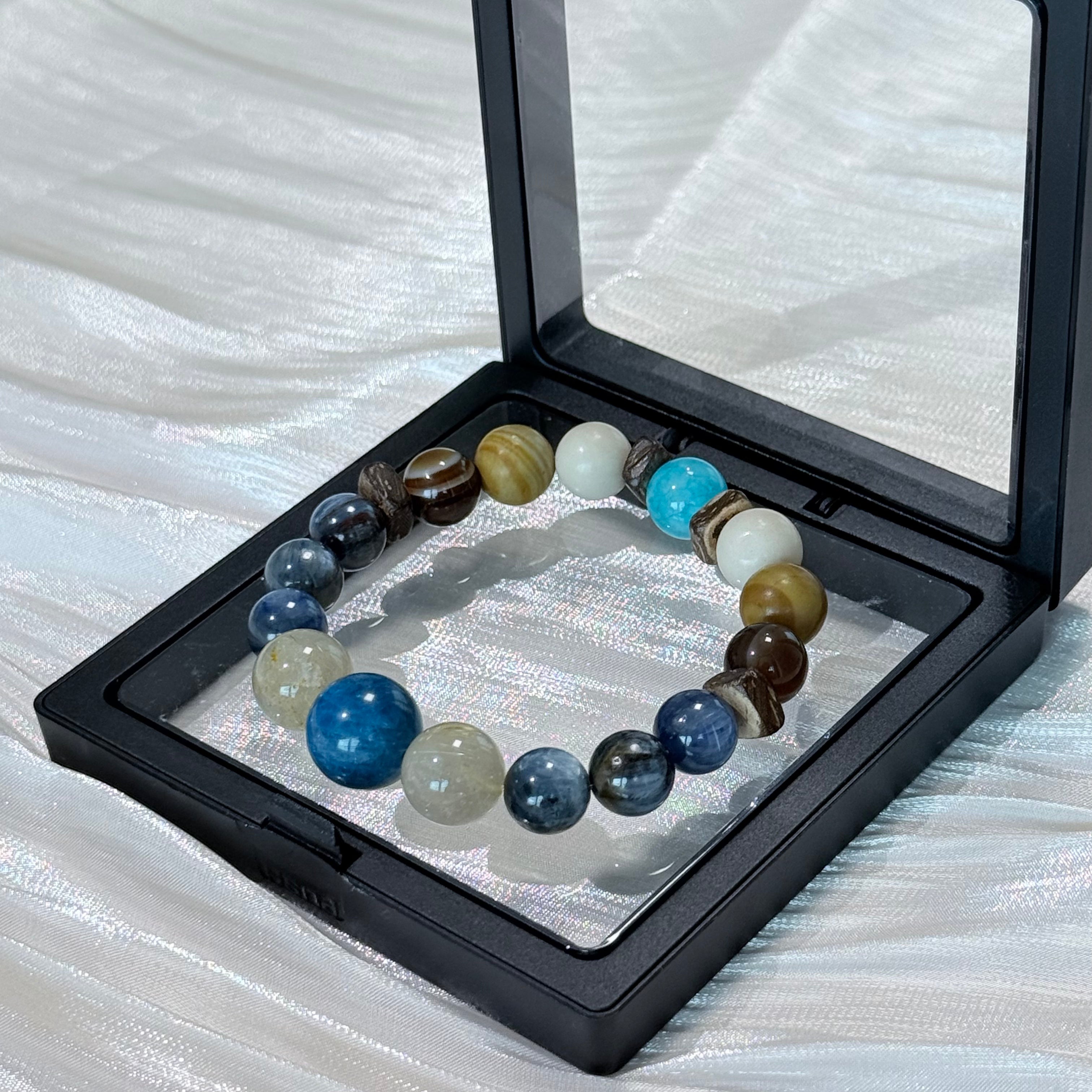 Blue Kyanite, Citrine, Apatite, Tiger's Eye And Moonstone Bracelet
