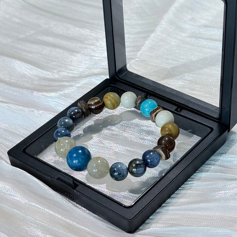 Blue Kyanite, Citrine, Apatite, Tiger's Eye And Moonstone Bracelet