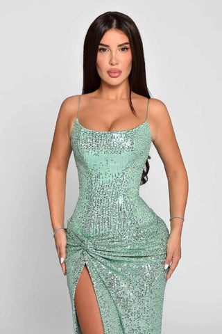 Haya Sequin Corset Maxi Dress