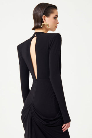 Embellished V Neck Draped Gown
