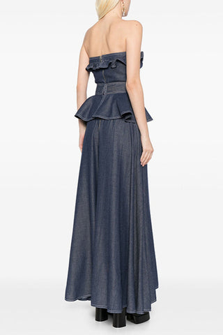 Denim Jumpsuit With Waistband