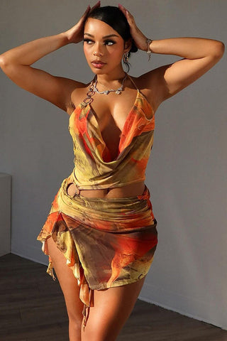 Sunset Halter Wrap Dress