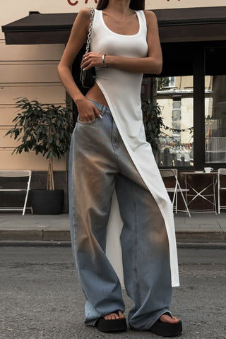 Diagonal Hem Maxi Top