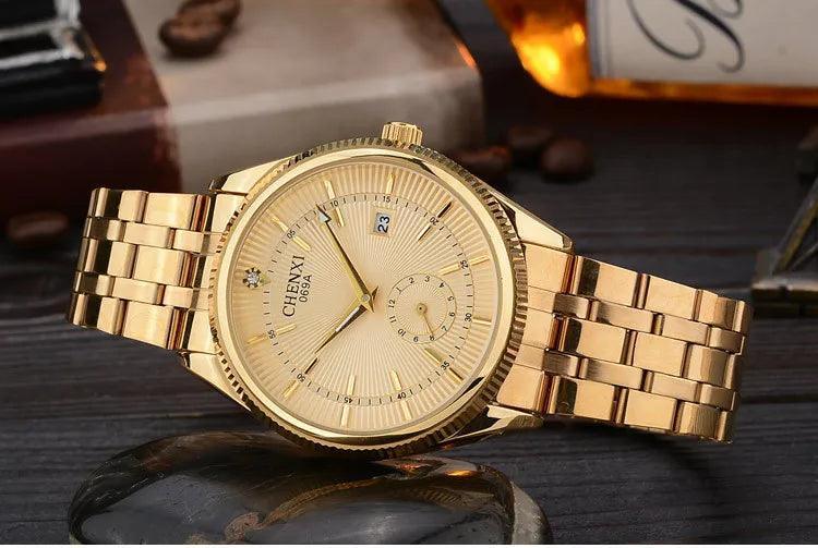 069A Simple Watch - Golden Quartz Wristwatch